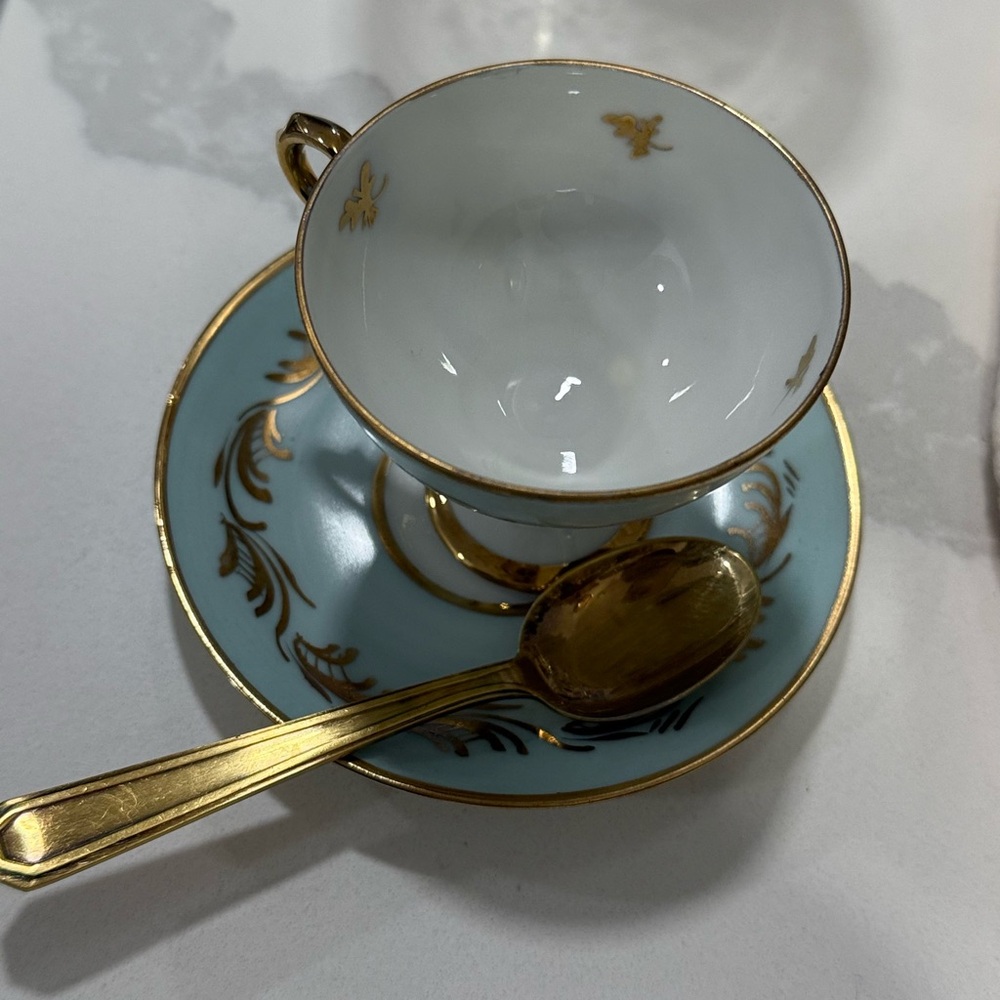 Elegant Gold and Blue Teacup Set